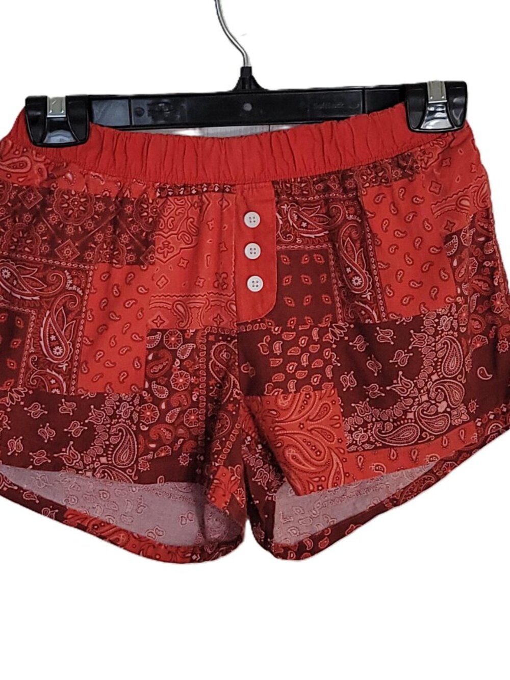 Zoe + Liv Juniors Patchwork High Waist Shorts Red XS - Picture 4 of 9